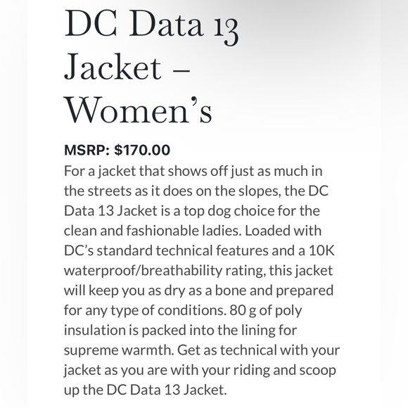 DC Data 13 Jacket XS - Women’s Snowboarding - Picture 5 of 5
